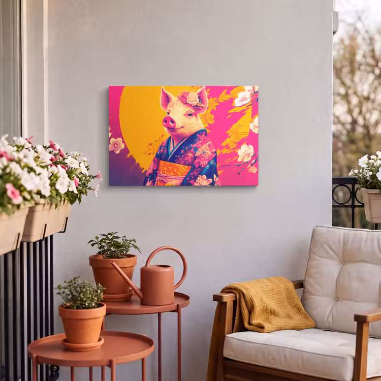 Buiten canvas - Varken - Bloemkroon - Kimono - Abstract — 4