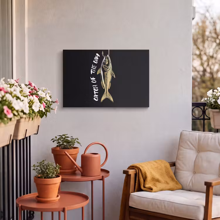 Buiten canvas - Vis - Zwart - Goud - Tekst — 4