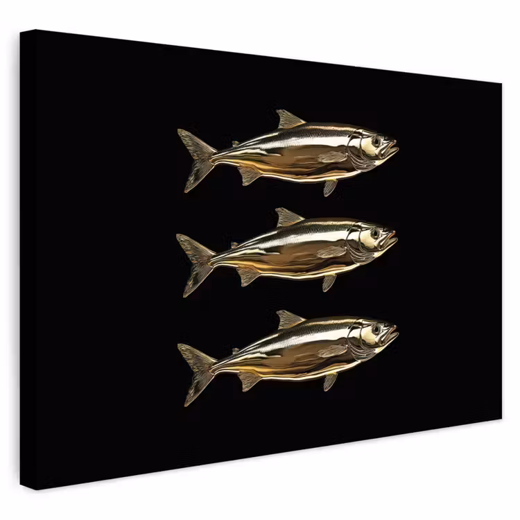 Buiten canvas - Vissen - Goud - Zwart — 1