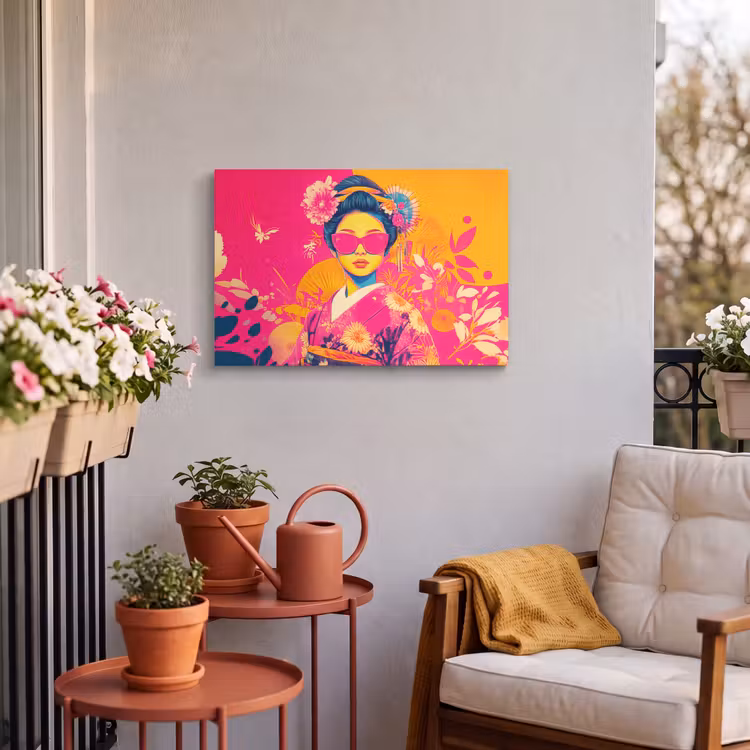 Buiten canvas - Vrouw - Zonnebril - Abstract - Oranje — 3
