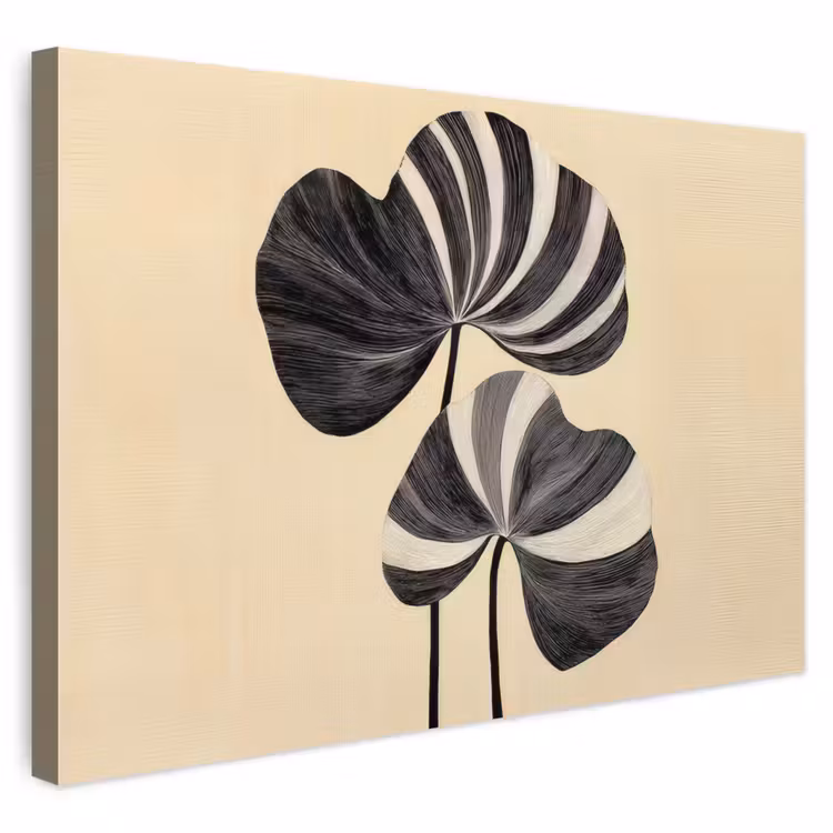 Buiten canvas - Zwart - Bladeren - Strepen - Minimalistisch — 1