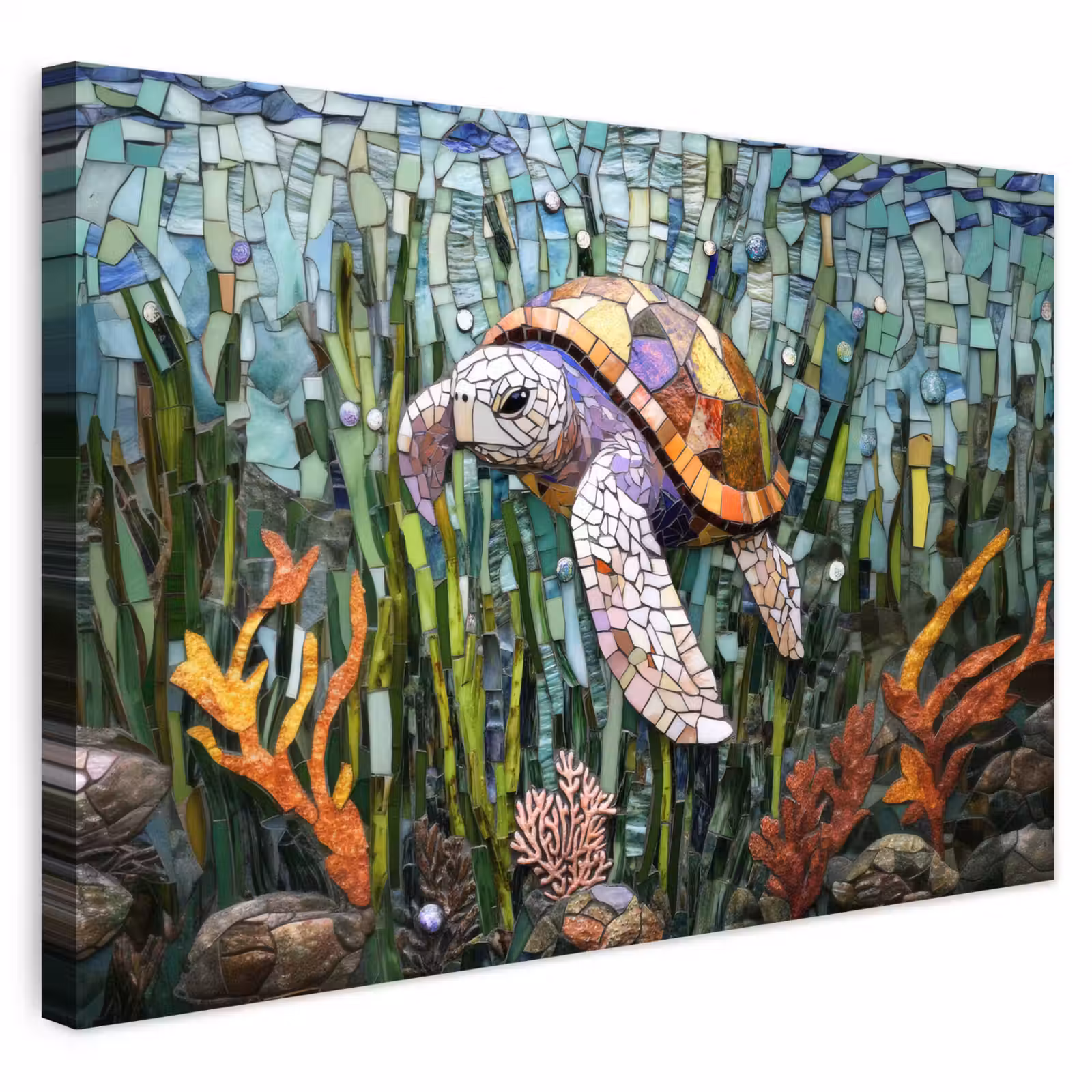 Buiten canvas - Schildpad - Zeewier - Mozaïek — 1