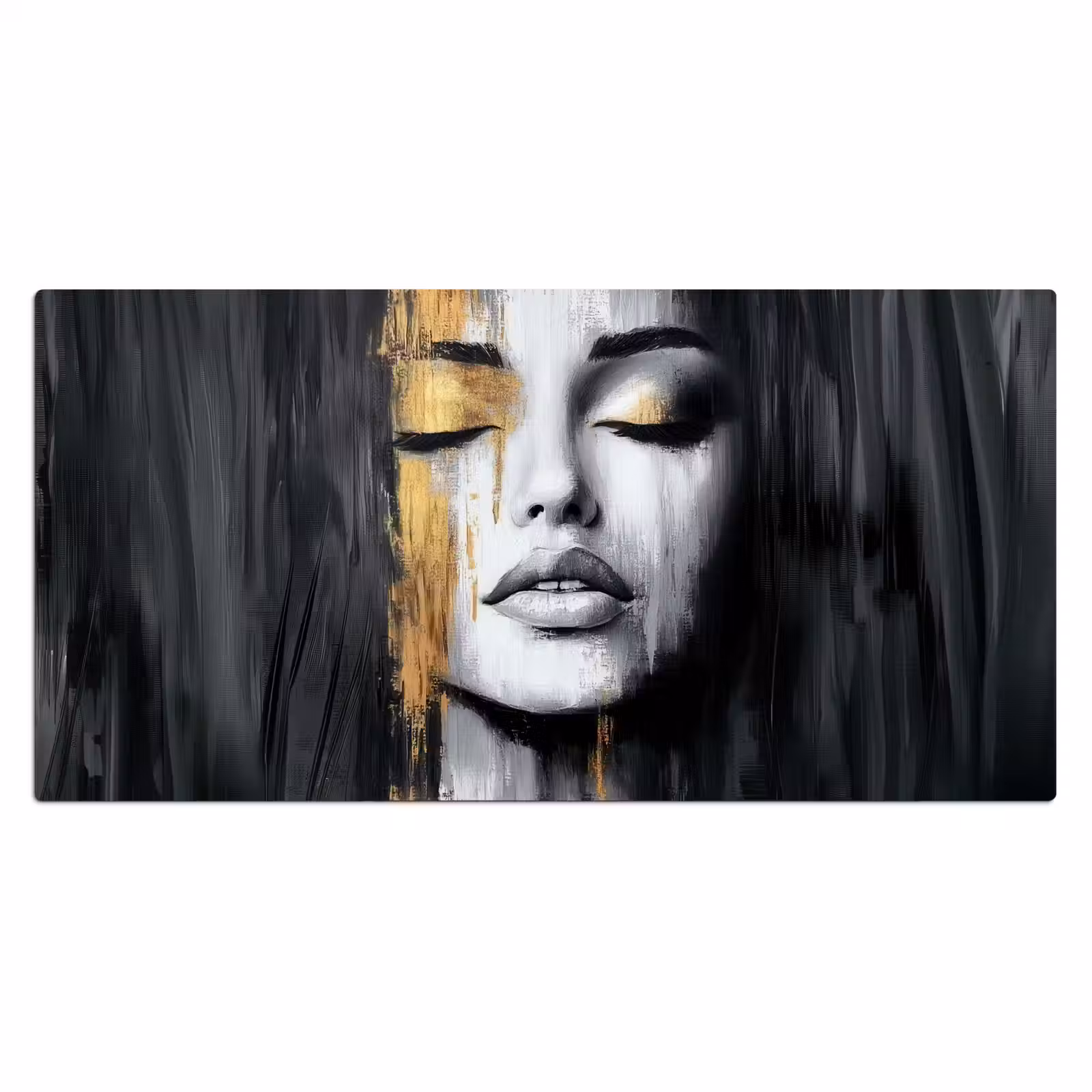 Bureau onderlegger - Gezicht - Vrouw - Penseelstreken - Abstract — 1