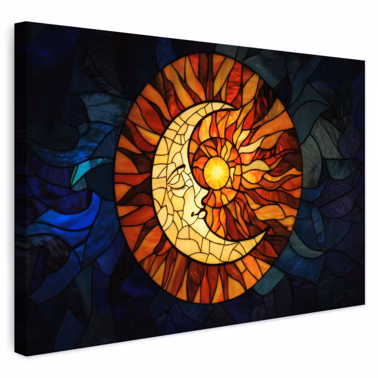 Buiten canvas - Mozaïek - Glas - Maan - Donkerblauw — 1