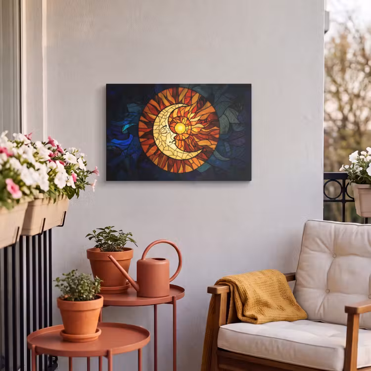 Buiten canvas - Mozaïek - Glas - Maan - Donkerblauw — 4