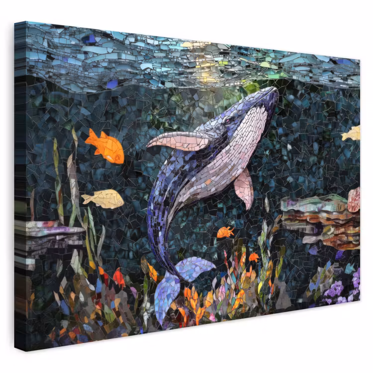 Buiten canvas - Mozaïek - Walvis - Koraal - Water — 1