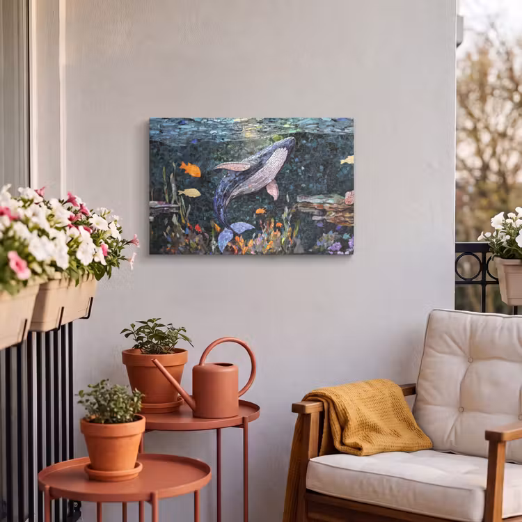 Buiten canvas - Mozaïek - Walvis - Koraal - Water — 4