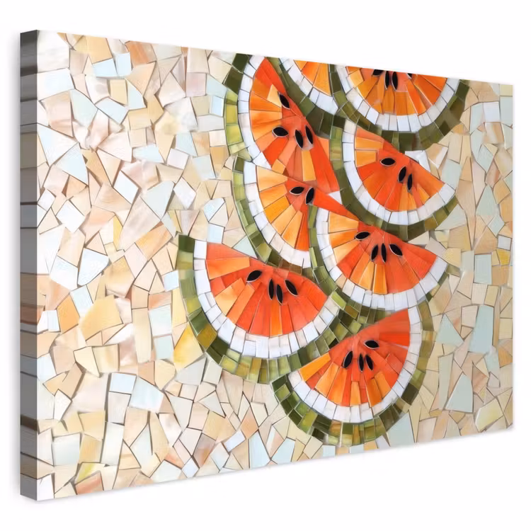 Buiten canvas - Mozaïek - Watermeloen - Rood - Pitten — 1