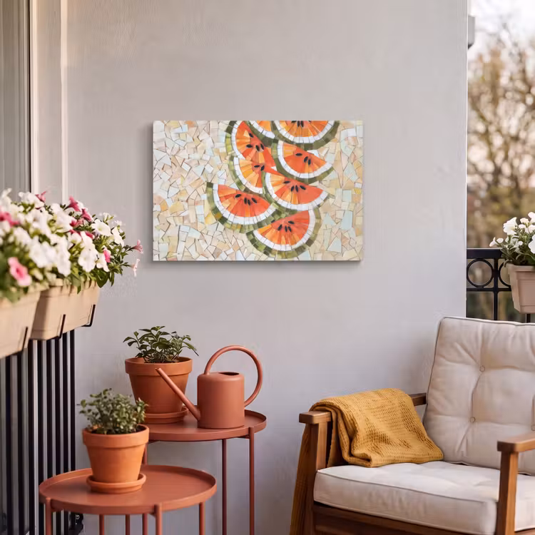Buiten canvas - Mozaïek - Watermeloen - Rood - Pitten — 4