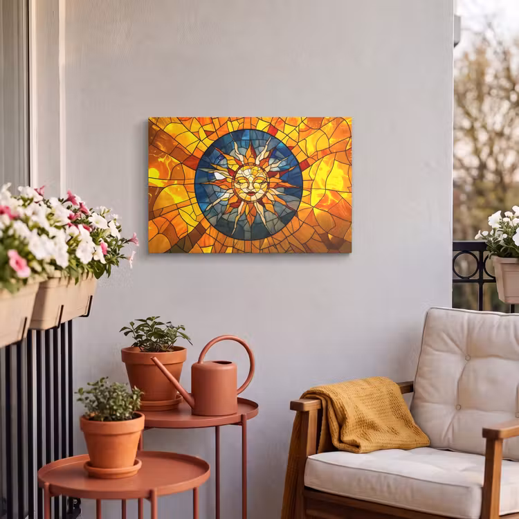 Buiten canvas - Mozaïek - Zon - Geel - Cirkel — 4