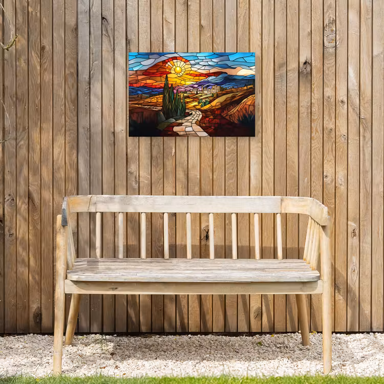 Buiten canvas - Mozaïek - Zon - Landschap - Dorp — 3