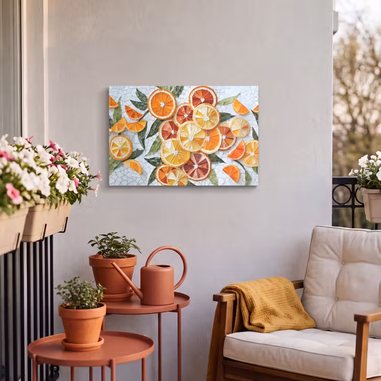 Buiten canvas - Schijfjes - Fruit - Oranje - Mozaïek — 4