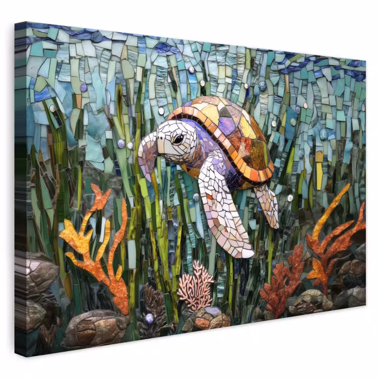 Buiten canvas - Schildpad - Zeewier - Mozaïek — 1