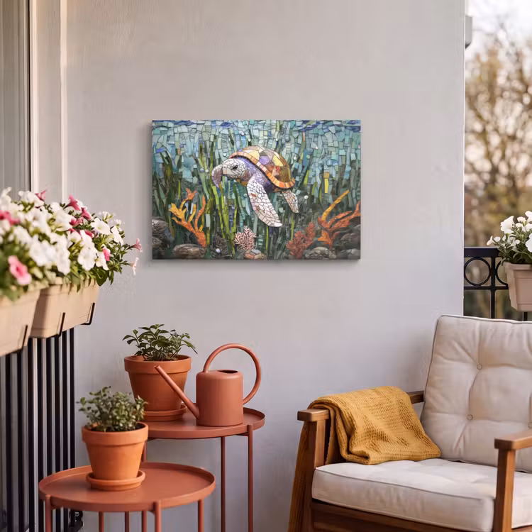 Buiten canvas - Schildpad - Zeewier - Mozaïek — 4