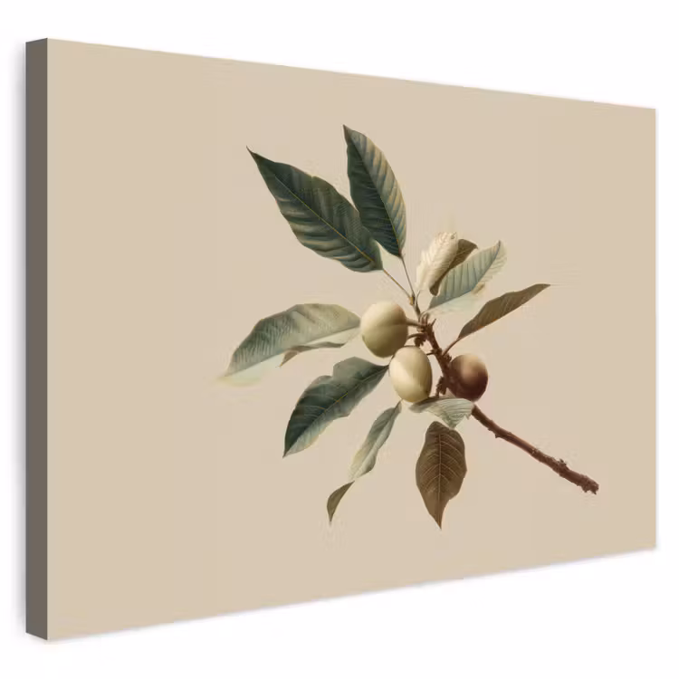 Buiten canvas - Tak - Groene Bladeren - Vruchten — 1