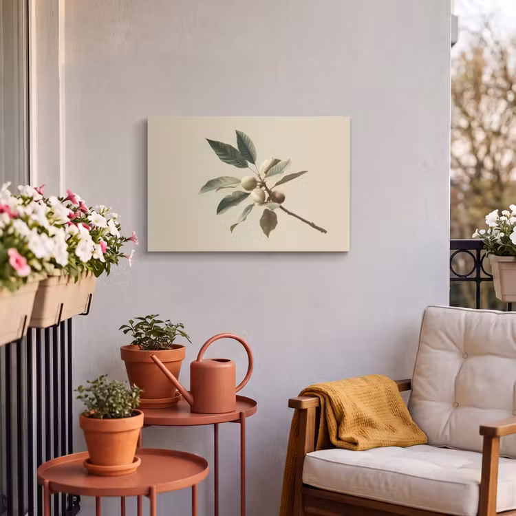 Buiten canvas - Tak - Groene Bladeren - Vruchten — 3