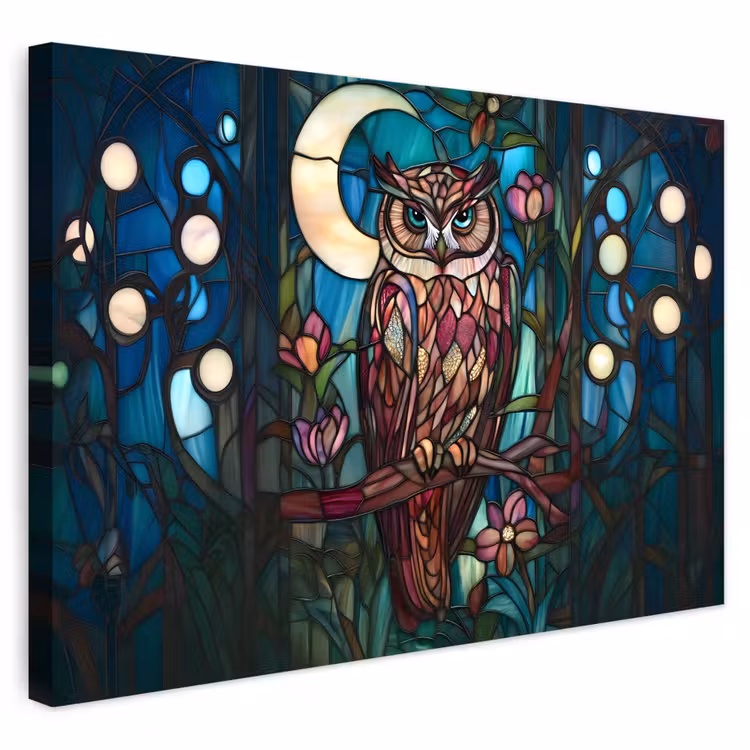 Buiten canvas - Uil - Mozaïek - Maan - Nacht — 1
