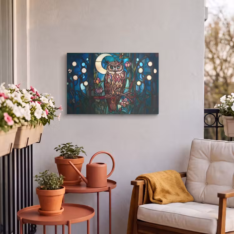 Buiten canvas - Uil - Mozaïek - Maan - Nacht — 3