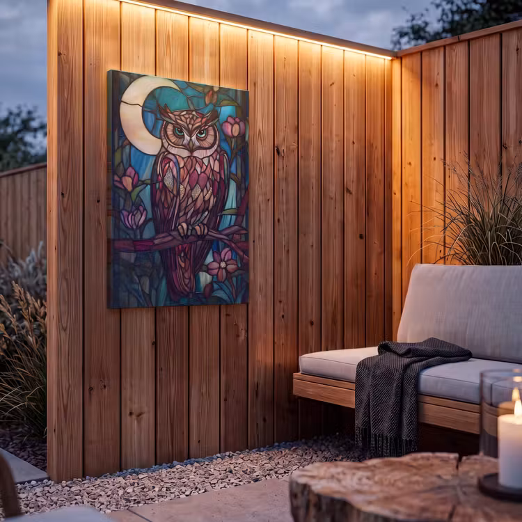 Buiten canvas - Uil - Mozaïek - Maan - Nacht — 4