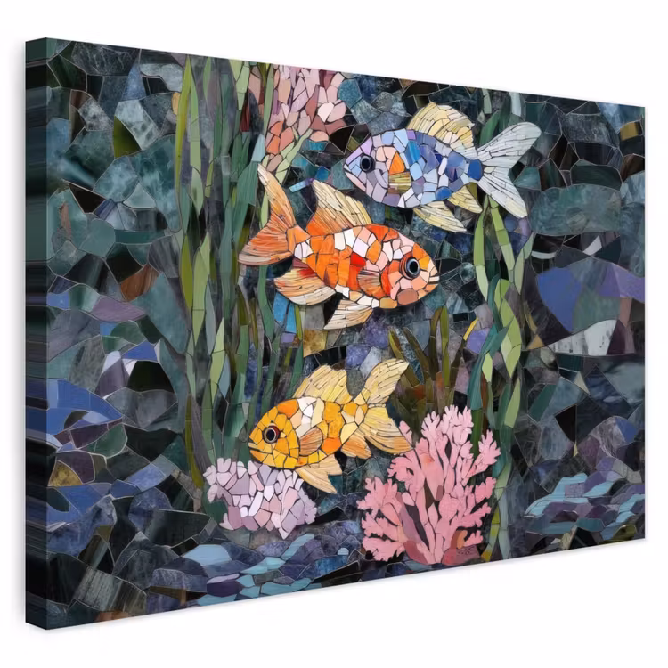 Buiten canvas - Vissen - Koraal - Zee - Mozaïek — 1
