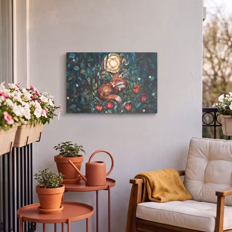 Buiten canvas - Vos - Mozaïek - Bos - Maan — 4