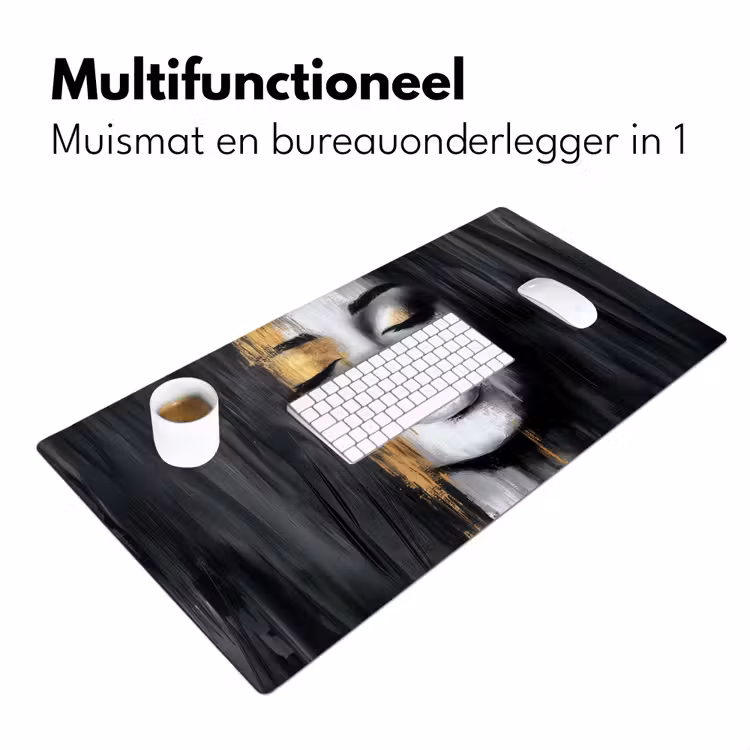 Bureau onderlegger - Gezicht - Vrouw - Penseelstreken - Abstract — 6