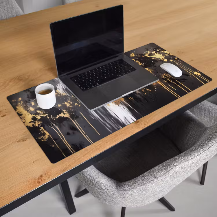 Bureau onderlegger - Leeuw - Portret - Verfspatten - Grijs — 2