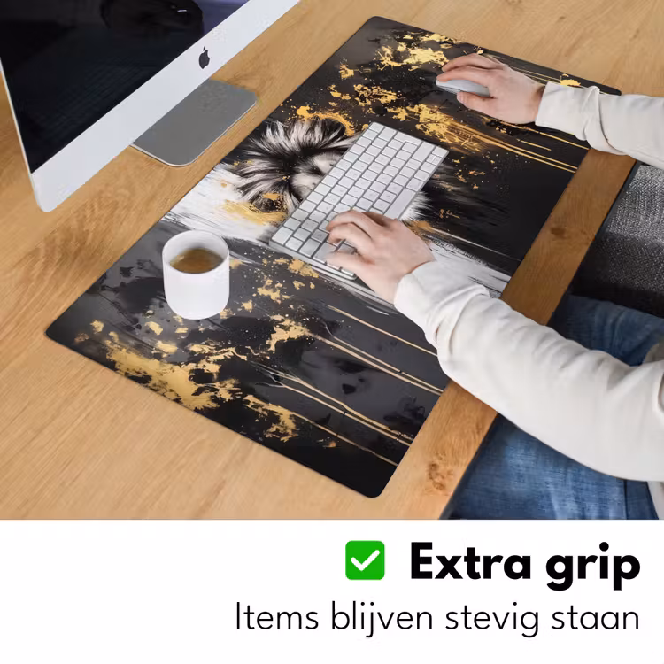 Bureau onderlegger - Leeuw - Portret - Verfspatten - Grijs — 5