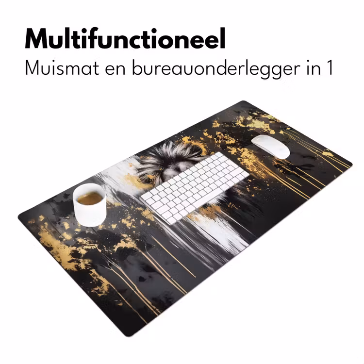 Bureau onderlegger - Leeuw - Portret - Verfspatten - Grijs — 6
