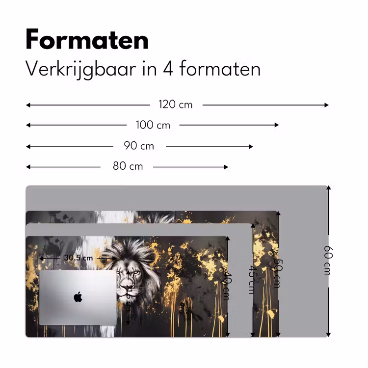 Bureau onderlegger - Leeuw - Portret - Verfspatten - Grijs — 7