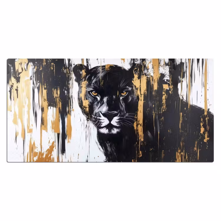 Bureau onderlegger - Panter - Zwart - Abstract - Verfstreken — 1