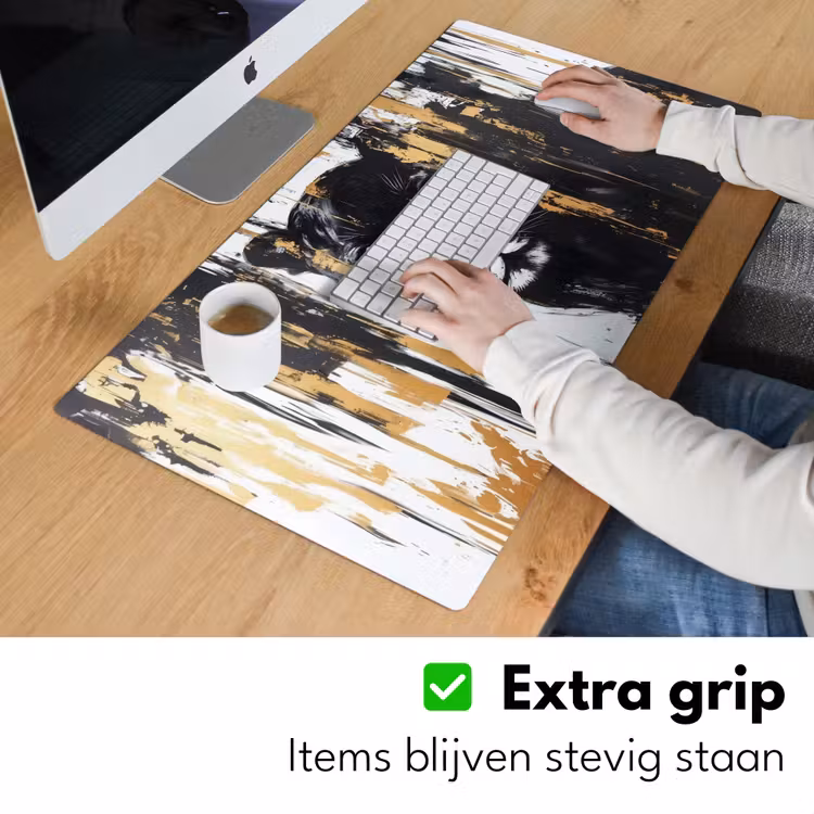 Bureau onderlegger - Panter - Zwart - Abstract - Verfstreken — 5