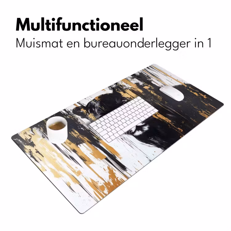 Bureau onderlegger - Panter - Zwart - Abstract - Verfstreken — 6