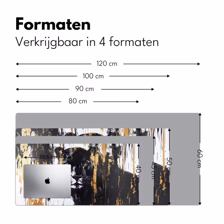 Bureau onderlegger - Panter - Zwart - Abstract - Verfstreken — 7