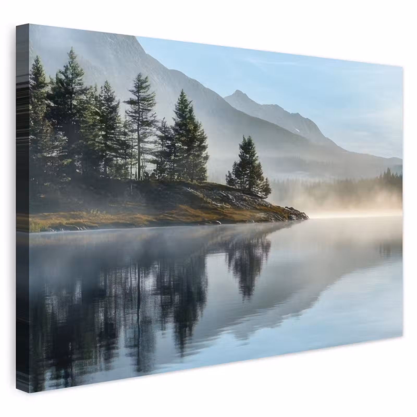 Buiten canvas - Meer - Mist - Bergen - Landschap — 1