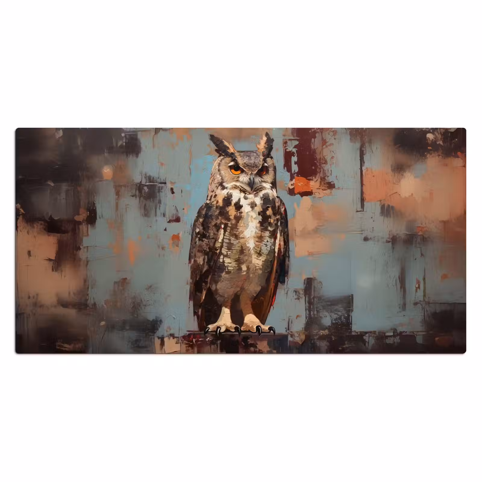 Bureau onderlegger - Geschilderd - Abstract - Uil - Bruin — 1