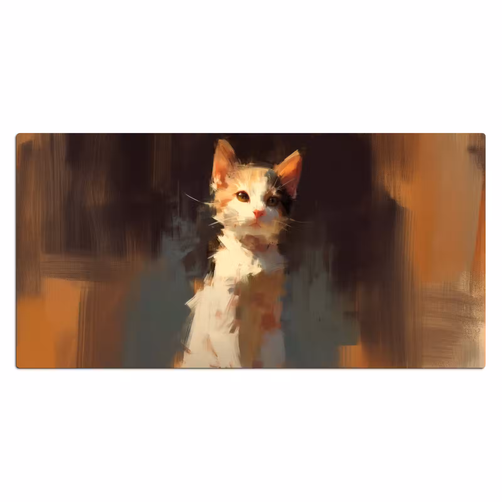 Bureau onderlegger - Kat - Geschilderd - Artistiek - Wit — 1