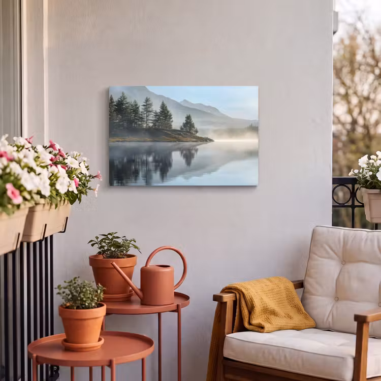 Buiten canvas - Meer - Mist - Bergen - Landschap — 3