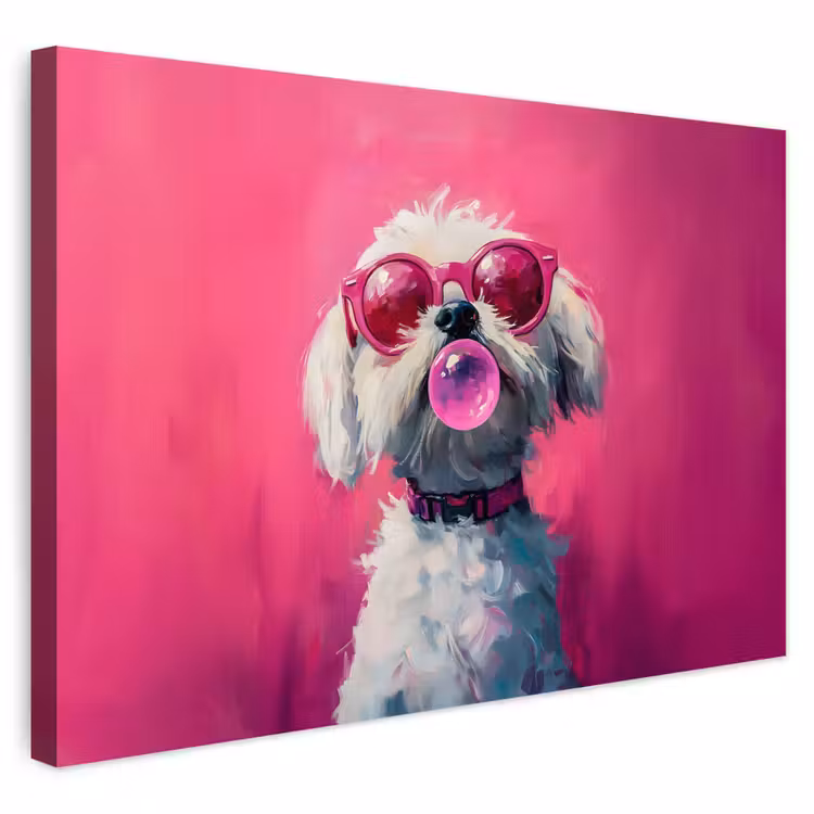 Buiten canvas - Pink - Hond - Bubbel — 1