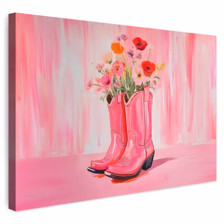 Buiten canvas - Roze - Bloemen - Cowboy — 1