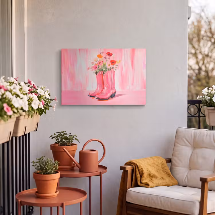 Buiten canvas - Roze - Bloemen - Cowboy — 4