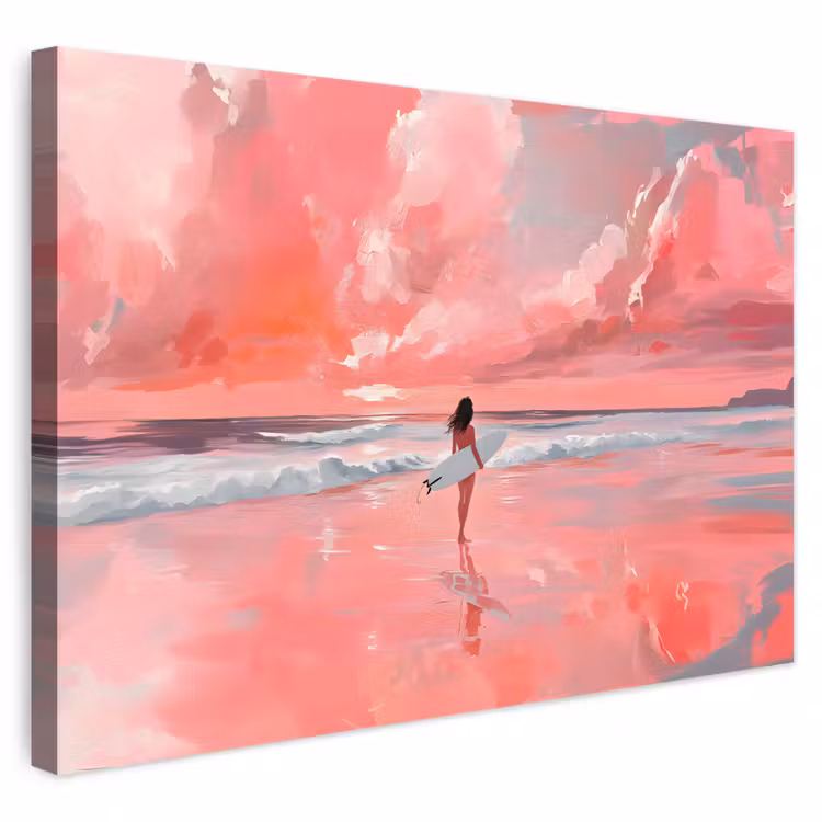 Buiten canvas - Roze - Surfen - Zee — 1