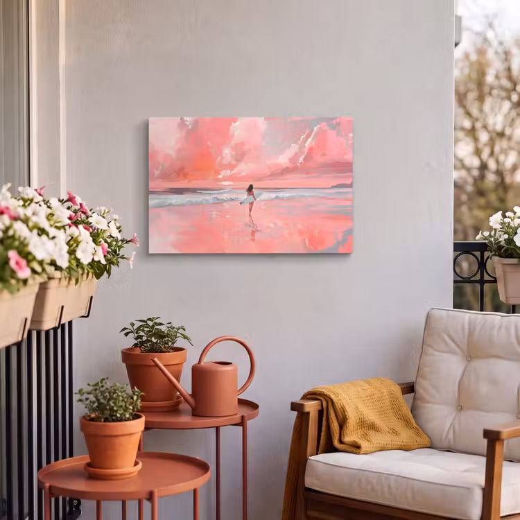 Buiten canvas - Roze - Surfen - Zee — 4
