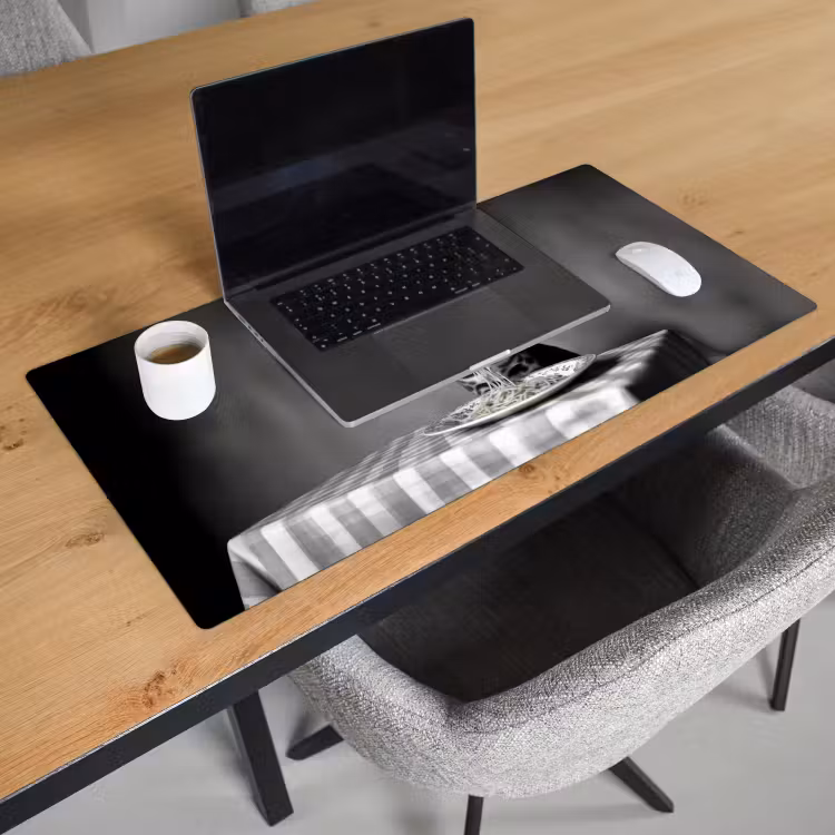 Bureau onderlegger - Bengaal - Kat - Tafelkleed - Zwart - Wit - Dier — 2
