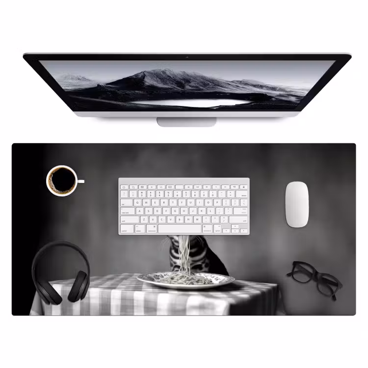 Bureau onderlegger - Bengaal - Kat - Tafelkleed - Zwart - Wit - Dier — 3