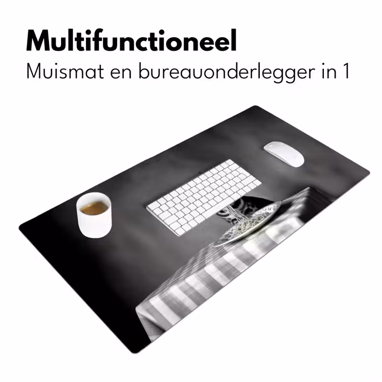 Bureau onderlegger - Bengaal - Kat - Tafelkleed - Zwart - Wit - Dier — 6