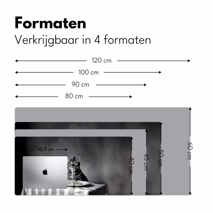 Bureau onderlegger - Bengaal - Kat - Tafelkleed - Zwart - Wit - Dier — 7