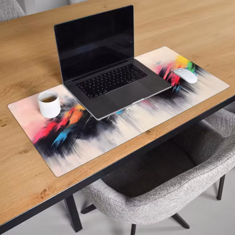 Bureau onderlegger - Dynamisch - Abstract - Kleurrijk - Zwart — 2