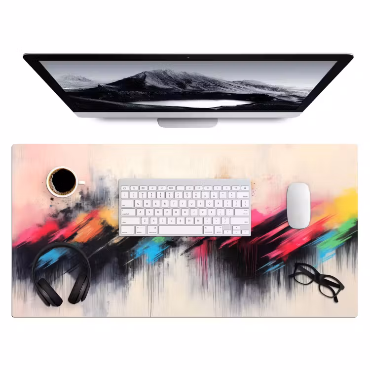 Bureau onderlegger - Dynamisch - Abstract - Kleurrijk - Zwart — 3