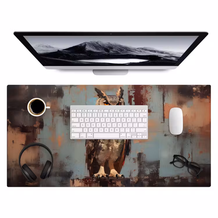 Bureau onderlegger - Geschilderd - Abstract - Uil - Bruin — 3